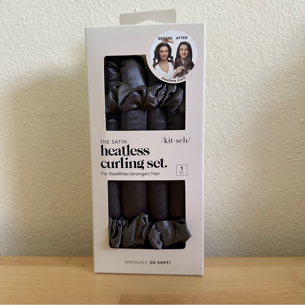 NWT, Kitsch Satin Heatless Curling Set, Charcoal